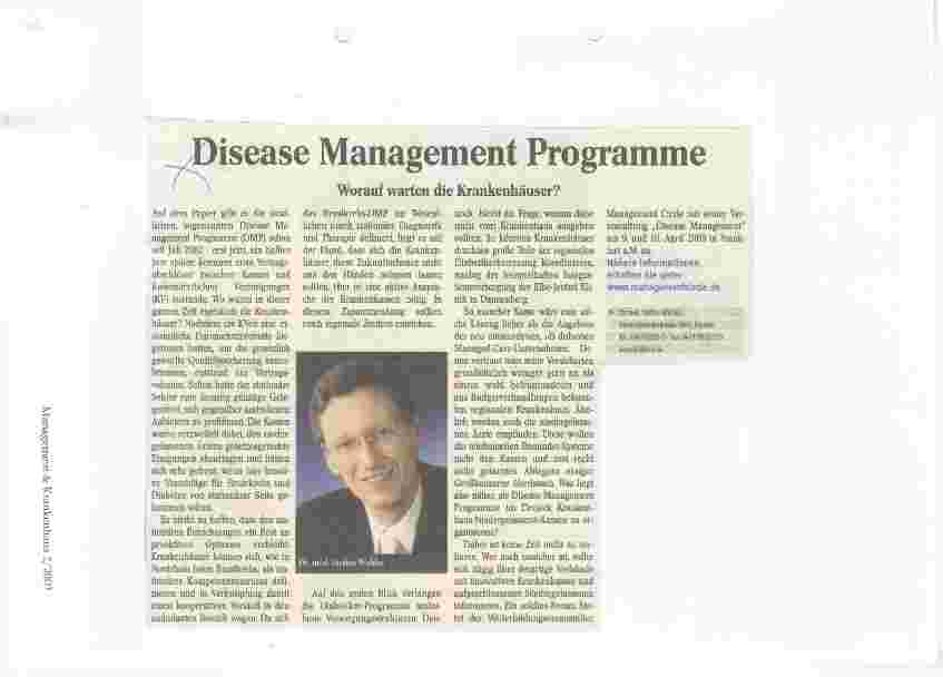 Vorschauseite 1: Disease Management Programme Worauf warten die Krankenhäuser?