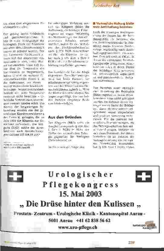 Vorschauseite 2: Fehler von Zivildienstleistenden - Hälftige Schadensteilung zwischen BRD und Krankenhaus