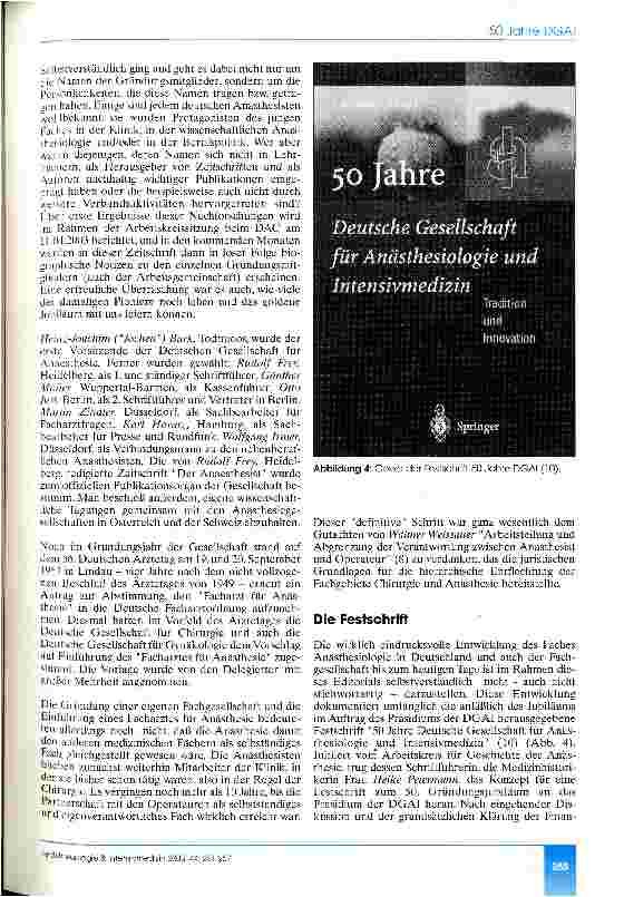 Vorschauseite 5: 50 Jahre Deutsche Gesellschaft für Anästhesiologie und Intensivmedizin