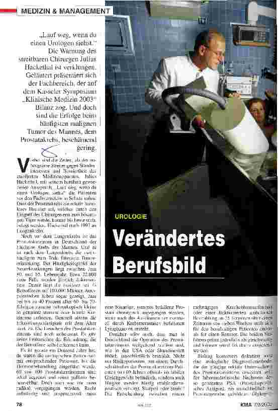 Vorschauseite 1: Urologie: Verändertes Berufsbild