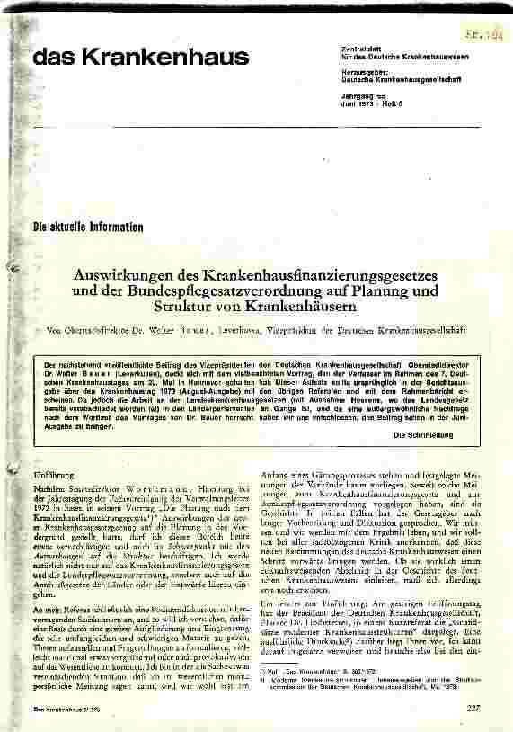 Vorschauseite 1: Auswirkungen des KHG und der Bundespflegesatzverordnung auf Planung und Struktur von Krankenhäusern