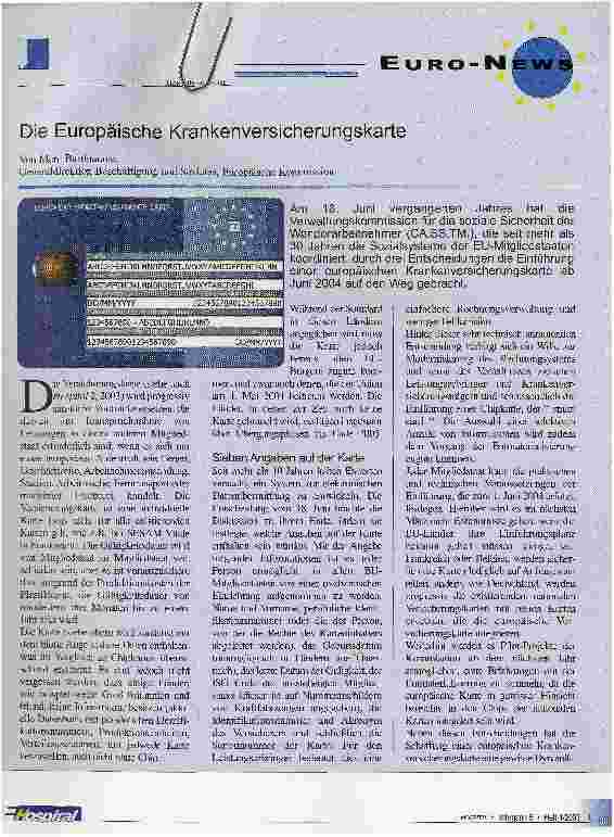 Vorschauseite 1: Die Europäische Krankenversicherungskarte