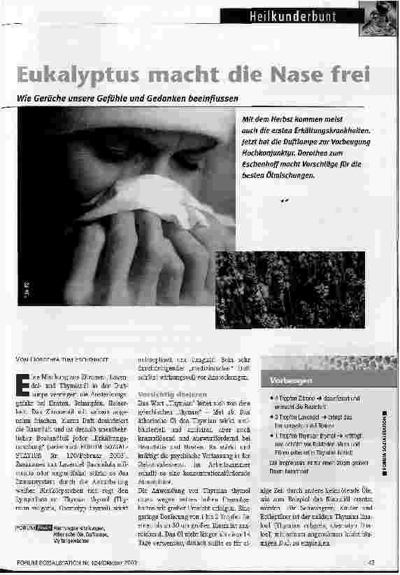 Vorschauseite 1: Eukalyptus macht die Nase frei Wie Gerüche unsere Gefühle und Gedanken beeinflussen.