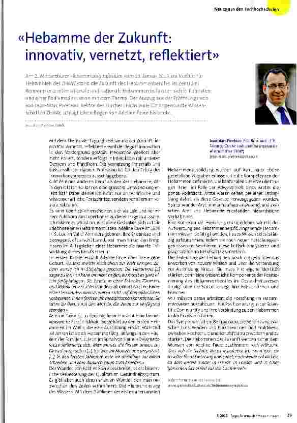 Vorschauseite 1: Hebamme der Zukunft: innovativ, vernetzt, reflektiert