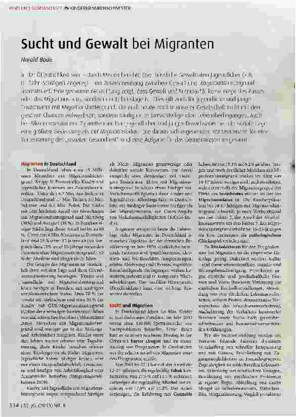 Vorschauseite 1: Sucht und Gewalt bei Migranten