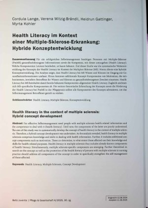 Vorschauseite 1: Health Literacy im Kontext einer Multiple-Sklerose-Erkrankung: Hybride Konzeptentwicklung