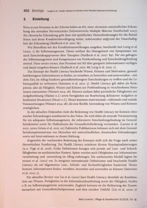 Vorschauseite 2: Health Literacy im Kontext einer Multiple-Sklerose-Erkrankung: Hybride Konzeptentwicklung