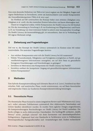 Vorschauseite 3: Health Literacy im Kontext einer Multiple-Sklerose-Erkrankung: Hybride Konzeptentwicklung