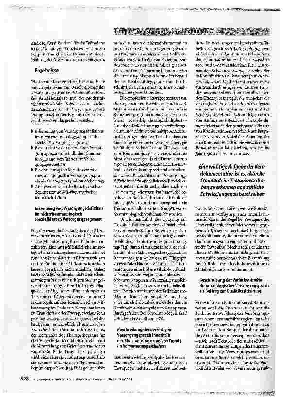 Vorschauseite 3: Die Kerndokumentation der RheumazentrenEin Instrument der evaluativen Versorgungsforschung