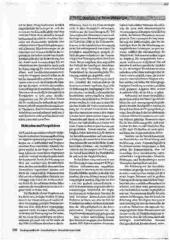 Vorschauseite 5: Die Kerndokumentation der RheumazentrenEin Instrument der evaluativen Versorgungsforschung