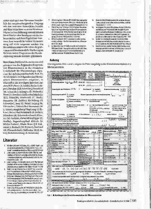 Vorschauseite 6: Die Kerndokumentation der RheumazentrenEin Instrument der evaluativen Versorgungsforschung