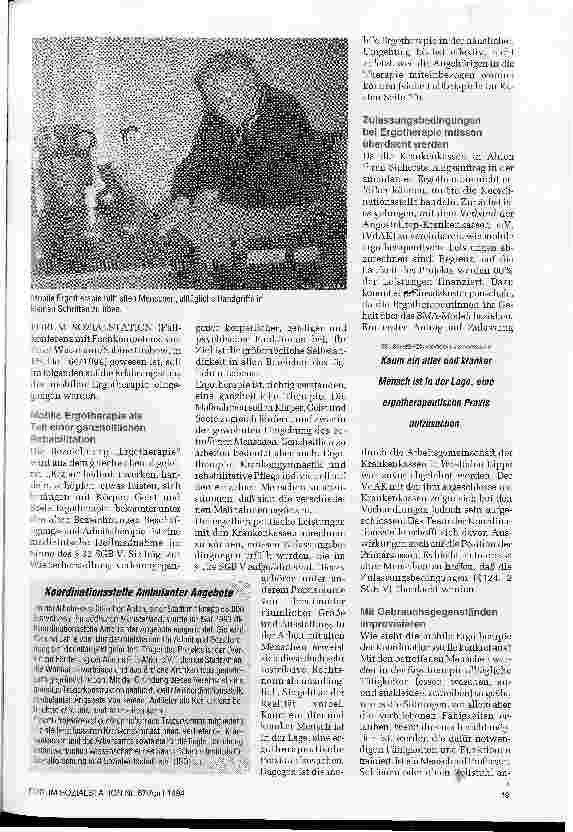 Vorschauseite 2: Rehabilitation mit Knopf und Gabel Den Alltag neu be-greifen lernen Ahlener Koordinationsstelle macht Ergotherapie zu Hause möglich
