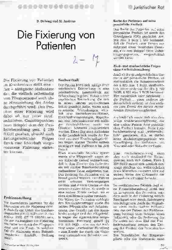 Vorschauseite 1: Die Fixierung von Patienten
