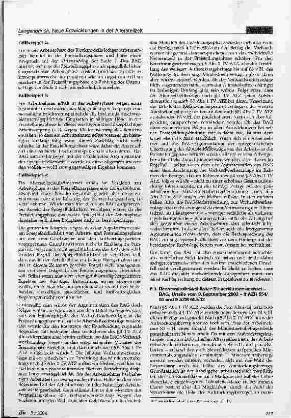 Vorschauseite 6: Neuere Entwicklungen in der Altersteilzeit