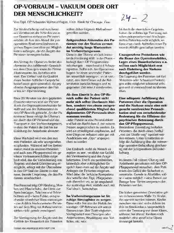 Vorschauseite 1: OP-Vorraum - Vakuum oder Ort der Menschlichkeit?