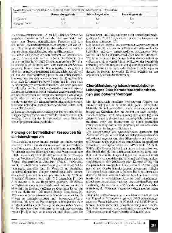 Vorschauseite 3: Kerndatensatz Intensivmedizin - Nur zur Qualitätssicherung? Beschreibung einer medizinischen und ökonomischen Problemzone und eigene Erfahrungen beim Lösungsweg