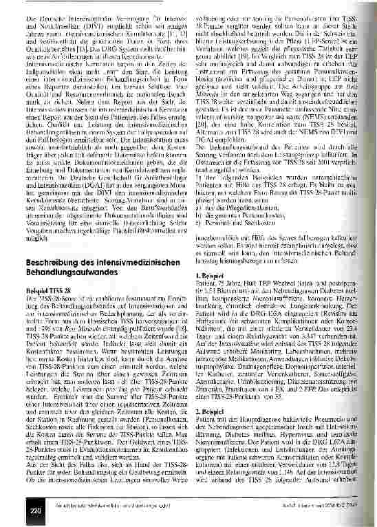 Vorschauseite 4: Kerndatensatz Intensivmedizin - Nur zur Qualitätssicherung? Beschreibung einer medizinischen und ökonomischen Problemzone und eigene Erfahrungen beim Lösungsweg