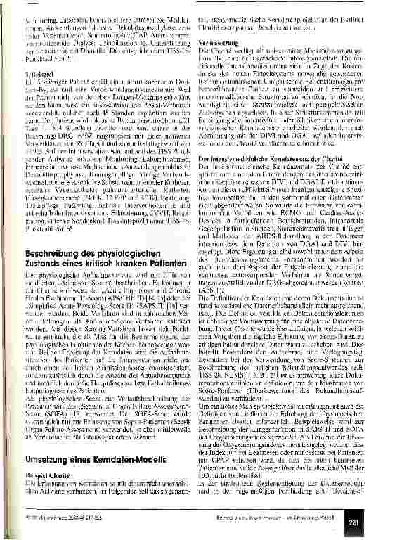 Vorschauseite 5: Kerndatensatz Intensivmedizin - Nur zur Qualitätssicherung? Beschreibung einer medizinischen und ökonomischen Problemzone und eigene Erfahrungen beim Lösungsweg
