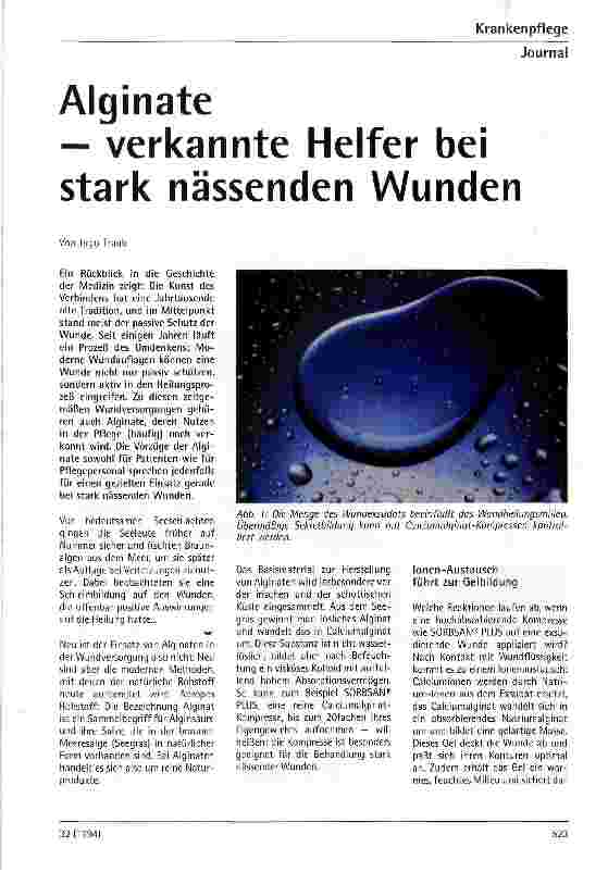 Vorschauseite 1: Alginate - verkannte Helfer bei stark nässenden Wunden