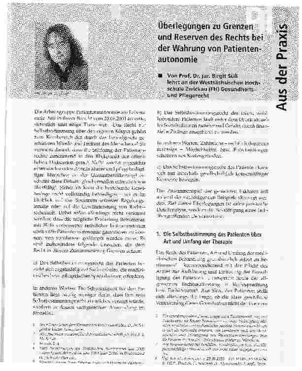 Vorschauseite 1: Überlegungen zu Grenzen und Reserven des Rechts bei der Wahrung von Patientenautonomie