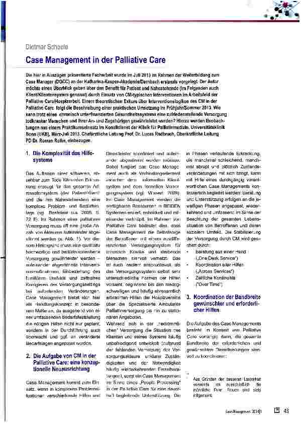 Vorschauseite 1: Case Management in der Palliative Care