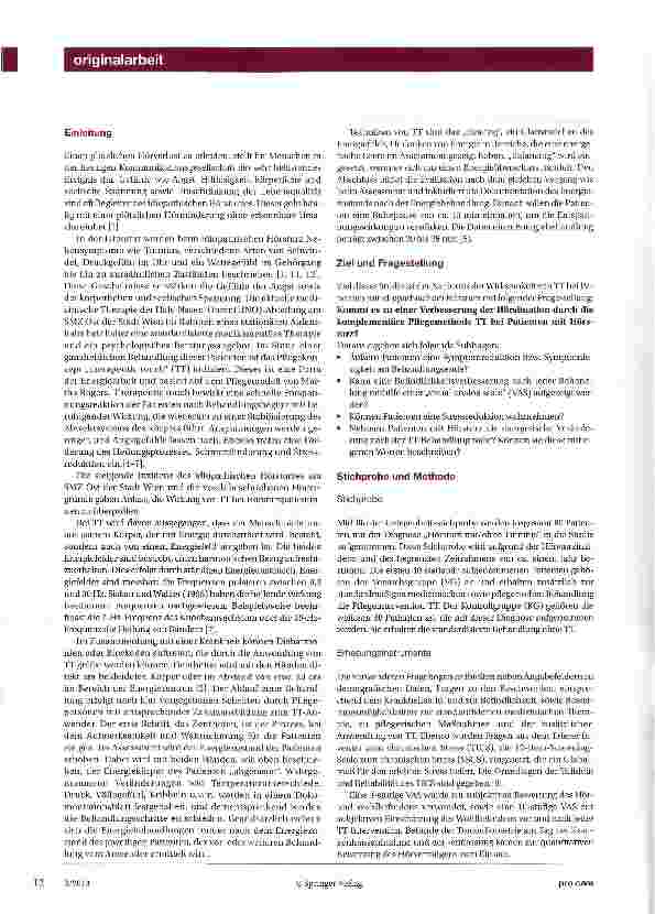 Vorschauseite 2: Pflegekonzept „therapeutic touch in Anwendung bei Patienten mit idiopathischem Hörsturz