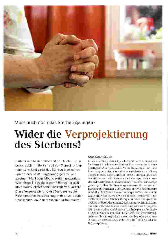 Vorschauseite 1: Wider die Verprojektierung des Sterbens!