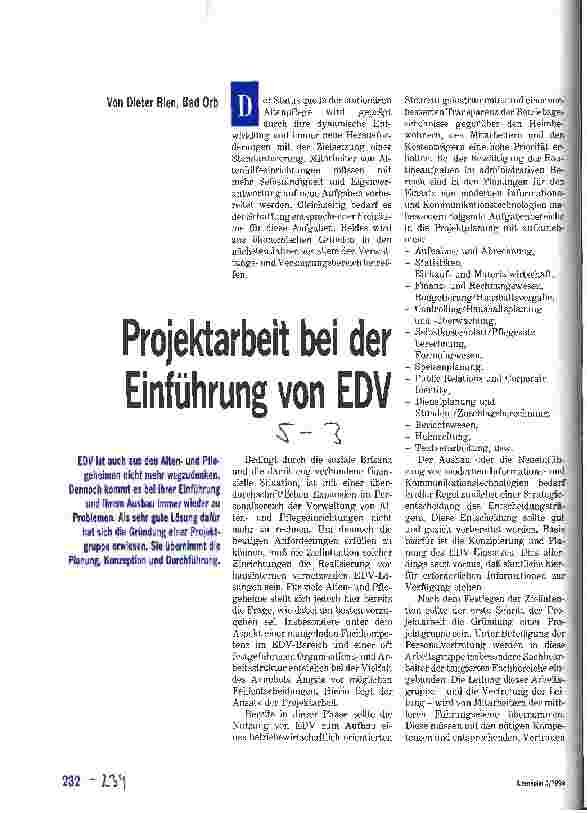 Vorschauseite 1: Projektarbeit bei der Einführung von EDV