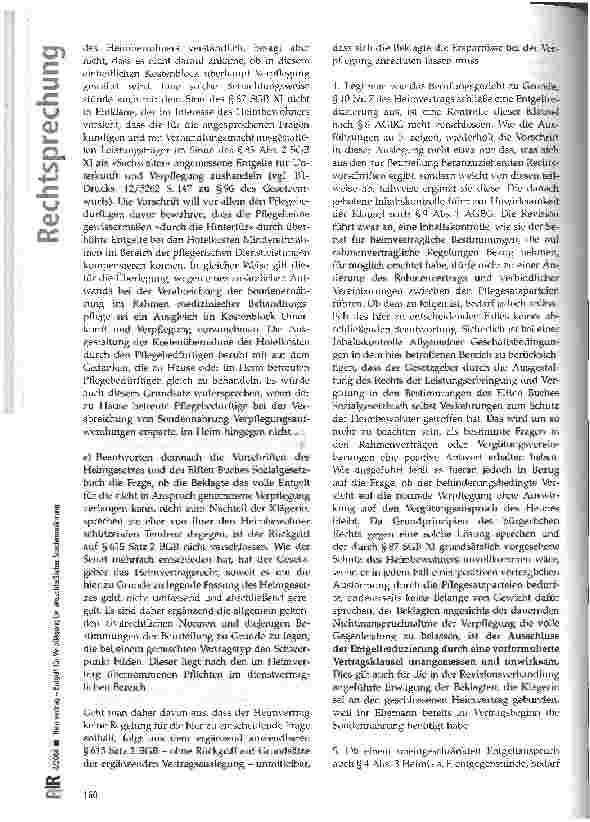 Vorschauseite 6: Heimvertrag - Entgelt für Verpflegung bei ausschließlicher Sondenernährung BGH, Urteil vom 22.01.2004