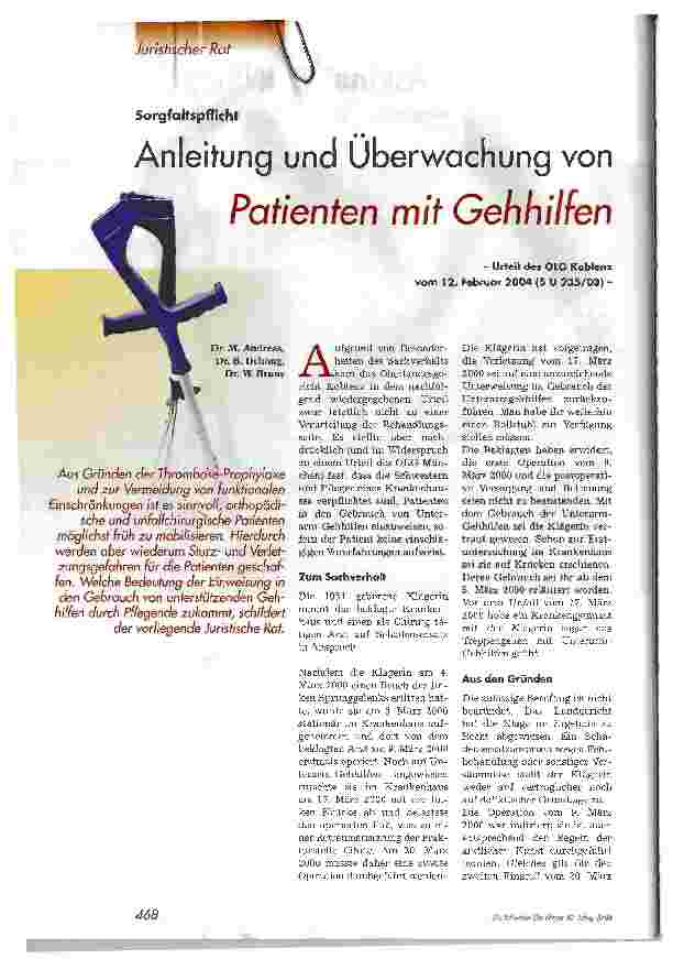 Vorschauseite 1: Anleitung und Überwachung von Patienten mit Gehhilfen