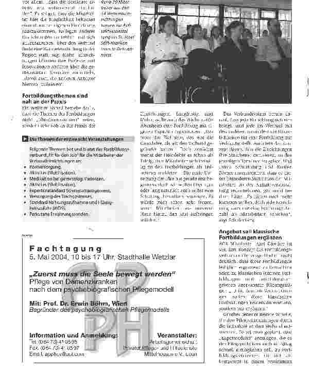Vorschauseite 3: Das Wissen Einzelner wird zum Wissen VielerInnovation: Ambulante und stationäre Pflege bilden Fortbildungsverbund