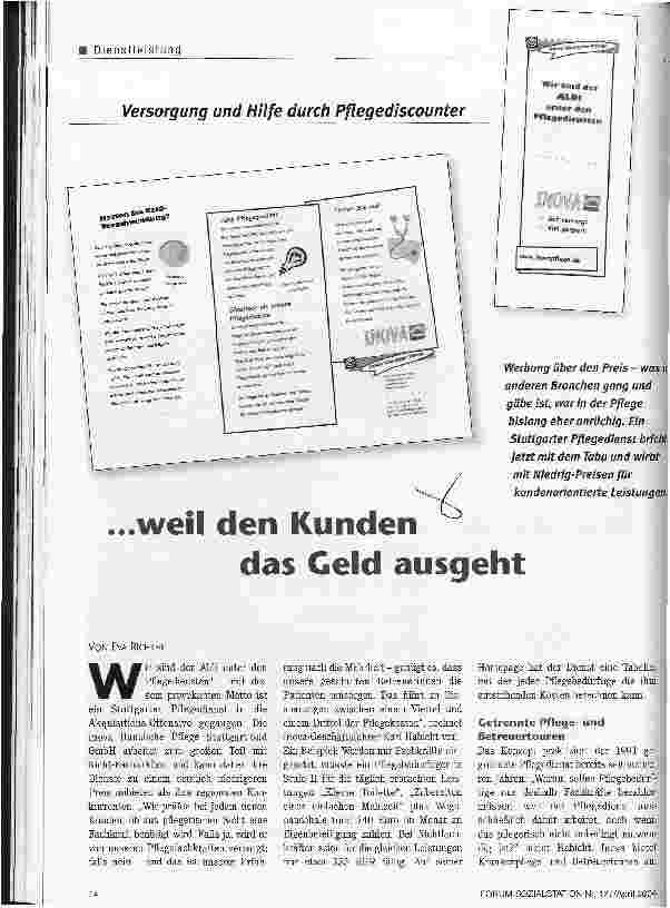 Vorschauseite 1: ... Weil den Kunden das Geld ausgeht