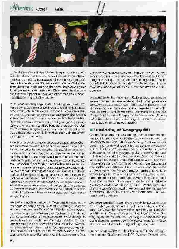 Vorschauseite 2: DKG-Vorstand beschließt Kompromiss-Konzept zum Einstieg in die Konvergenzphase des DRG-Systems ab 2005