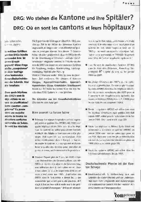 Vorschauseite 1: DRG: Wo stehen die Kantone und ihre Spitäler?