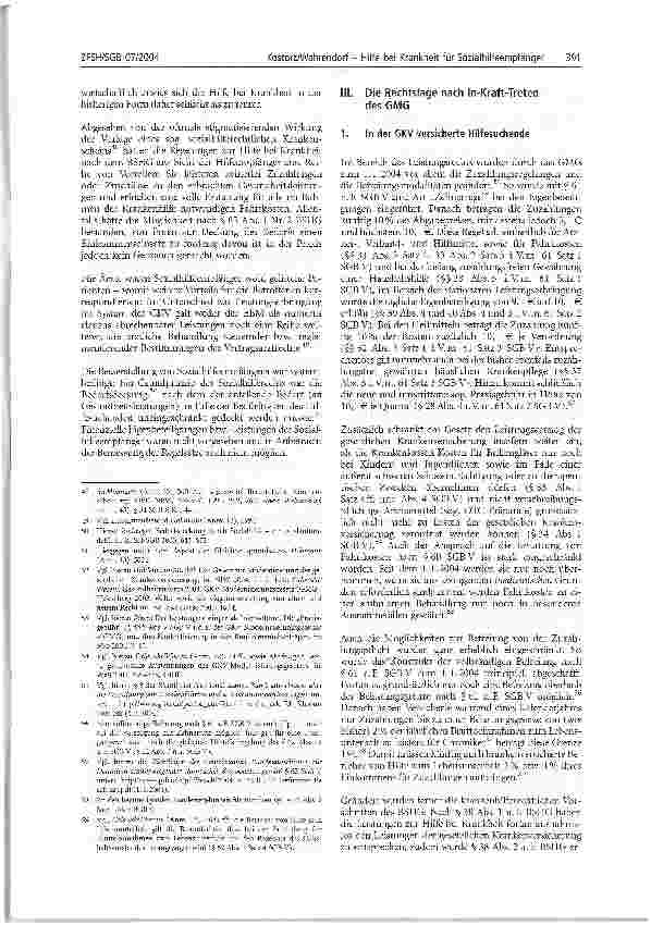 Vorschauseite 5: Hilfe bei Krankheit für SozialhilfeempfängerNeuerungen im BSHG und im SGB V durch das GKV-Modernisierungsgesetz