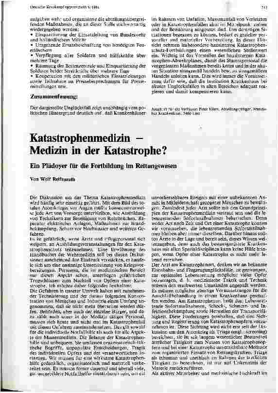 Vorschauseite 1: Katastrophenmedizin - Medizin in der Katastrophe