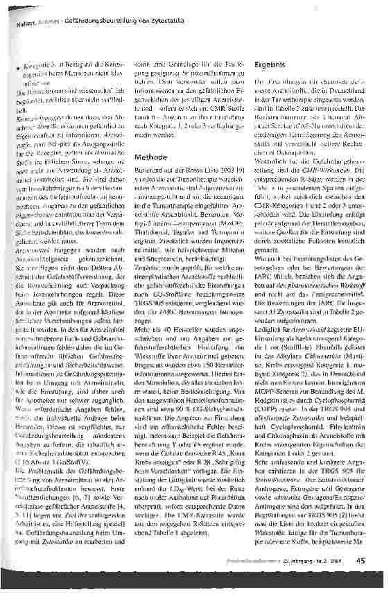 Vorschauseite 3: Umgang mit Zytostatika: Gefährdungsbeurteilung - kein Problem? !
