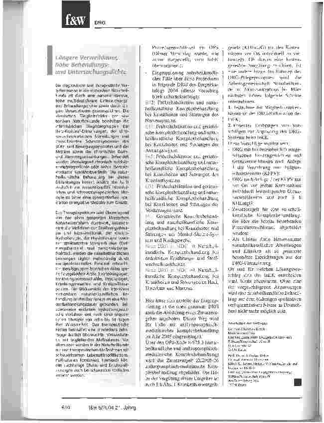 Vorschauseite 2: Naturheilkunde unter DRG-Bedingungen