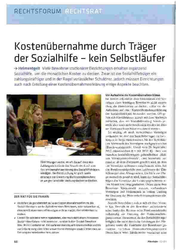 Vorschauseite 1: Kostenübernahme durch Träger der Sozialhilfe - kein Selbstläufer