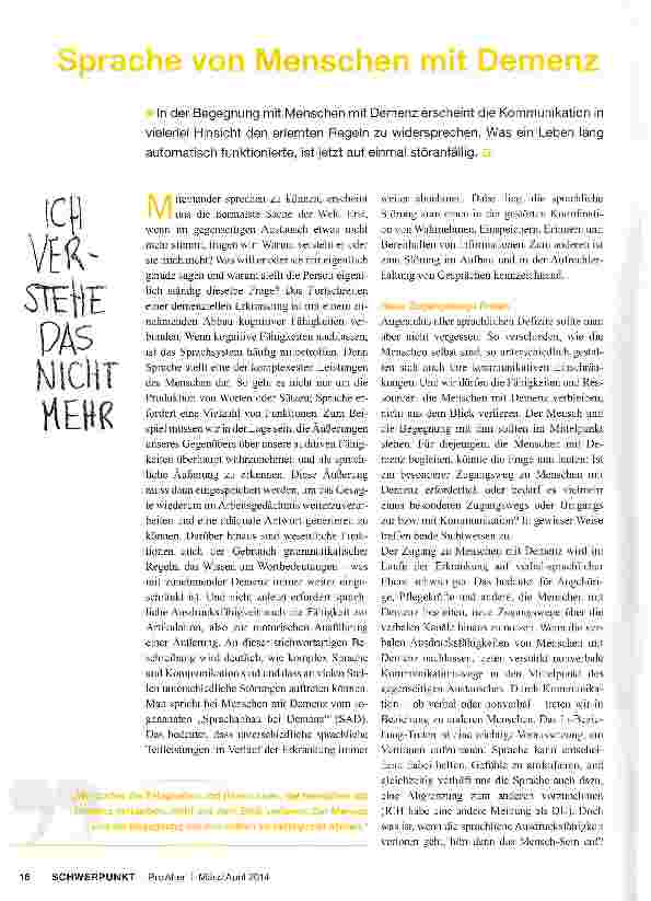 Vorschauseite 1: Sprache von Menschen mit Demenz