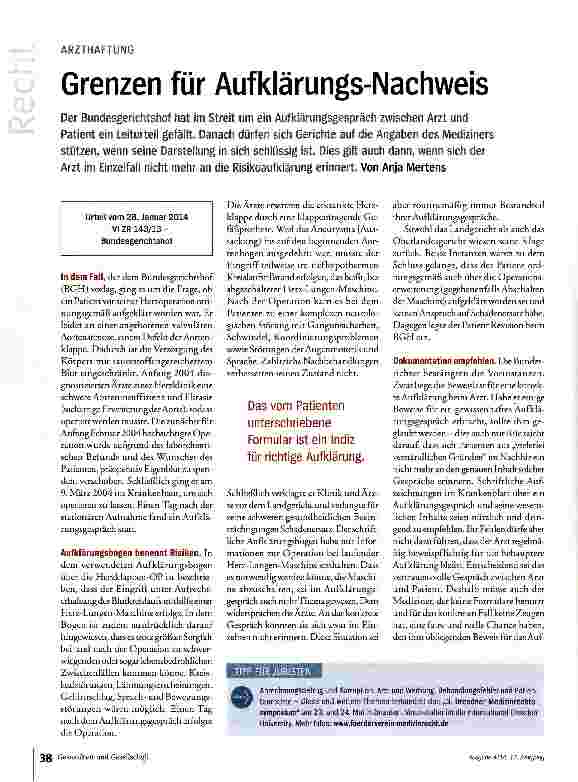 Vorschauseite 1: Grenzen für Aufklärungs-Nachweis