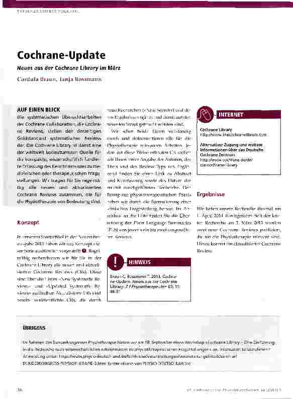 Vorschauseite 1: Cochrane-Update