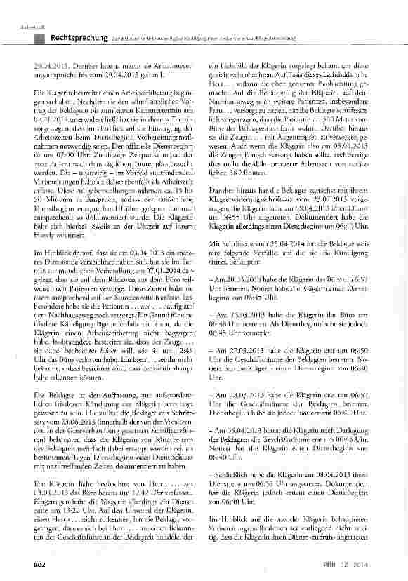 Vorschauseite 3: Zur fristlosen verhaltensbedingten Kündigung einer stellvertretenden Pflegedienstleitung BGB § 626 Abs. 1; KSchG § 4 Satz 1, § 13 Abs. 1