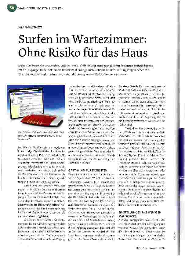 Vorschauseite 1: Surfen im Wartezimmer: Ohne Risiko für das Haus