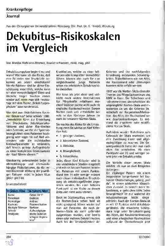 Vorschauseite 1: Dekubitus-Risikoskalen im Vergleich