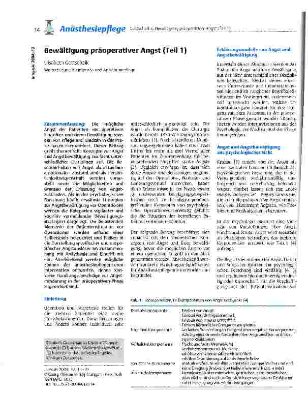 Vorschauseite 1: Bewältigung präoperativer Angst Teil 1
