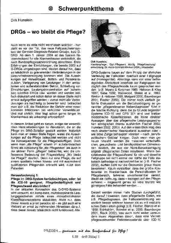 Vorschauseite 1: DRGs - wo bleibt die Pflege?