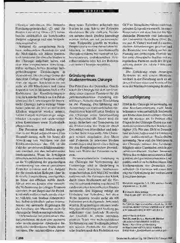 Vorschauseite 5: Plädoyer für mehr evidenzbasierte Chirurgie