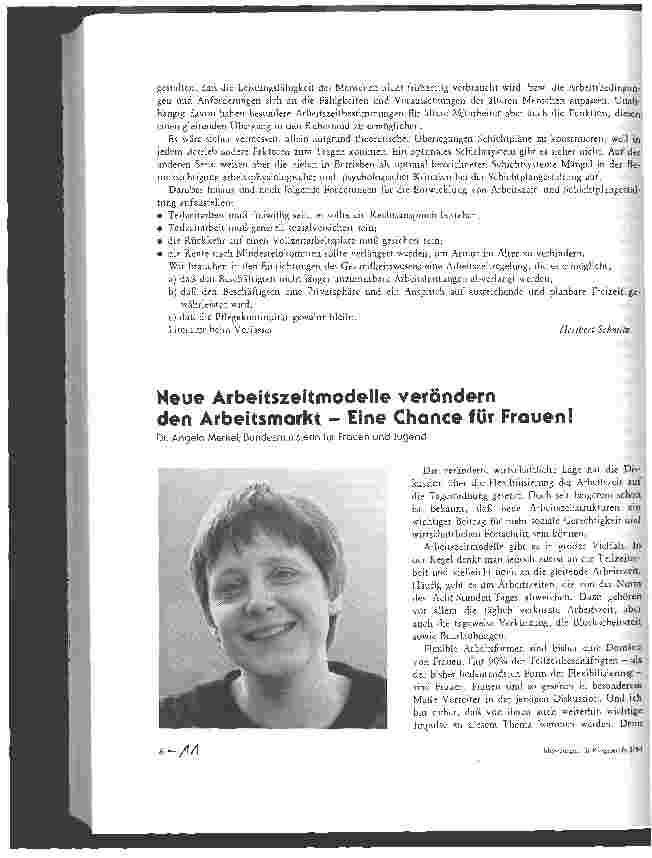 Vorschauseite 1: Neue Arbeitszeitmodelle verändern den Arbeitsmarkt - Eine Chance für Frauen!