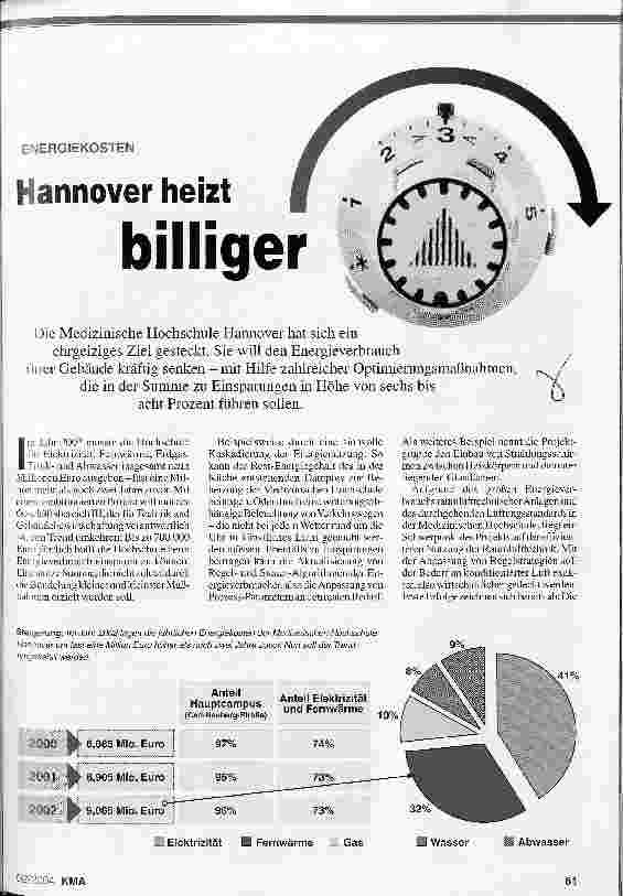 Vorschauseite 1: Hannover heizt billiger Energiekosten